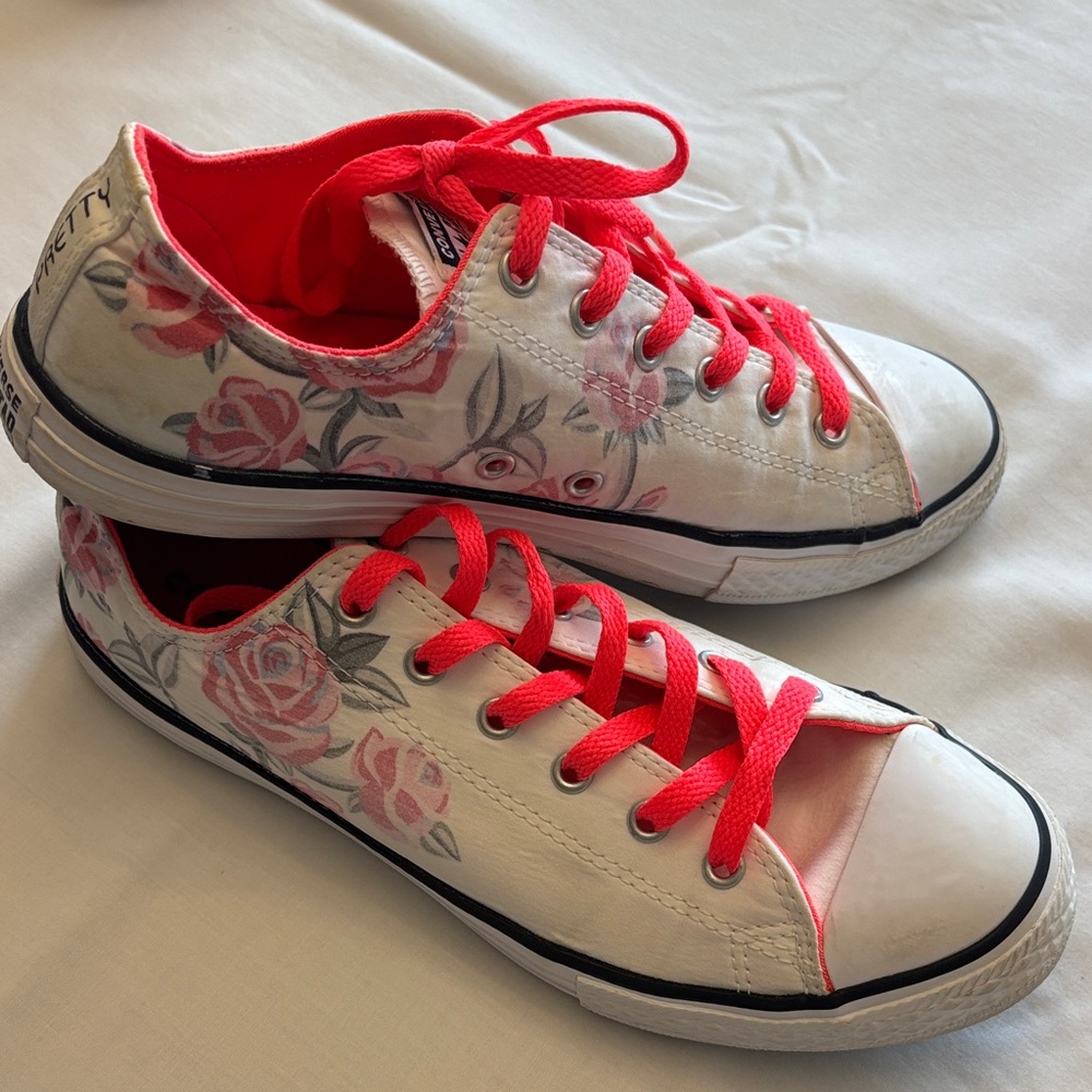Converse White Sneakers with Floral Print